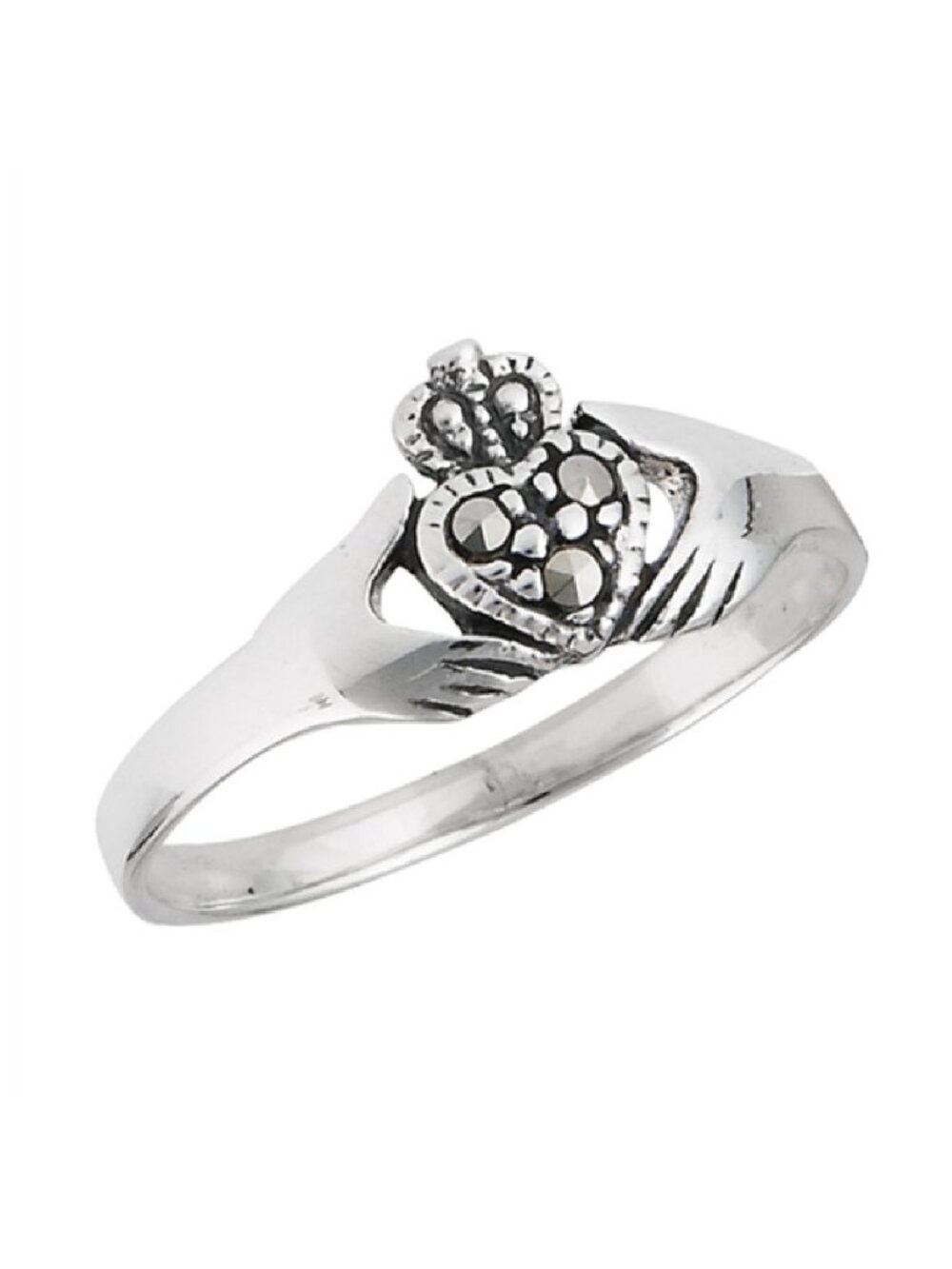 NWT- 825 Sterling Silver Marcasite Claddagh Ring